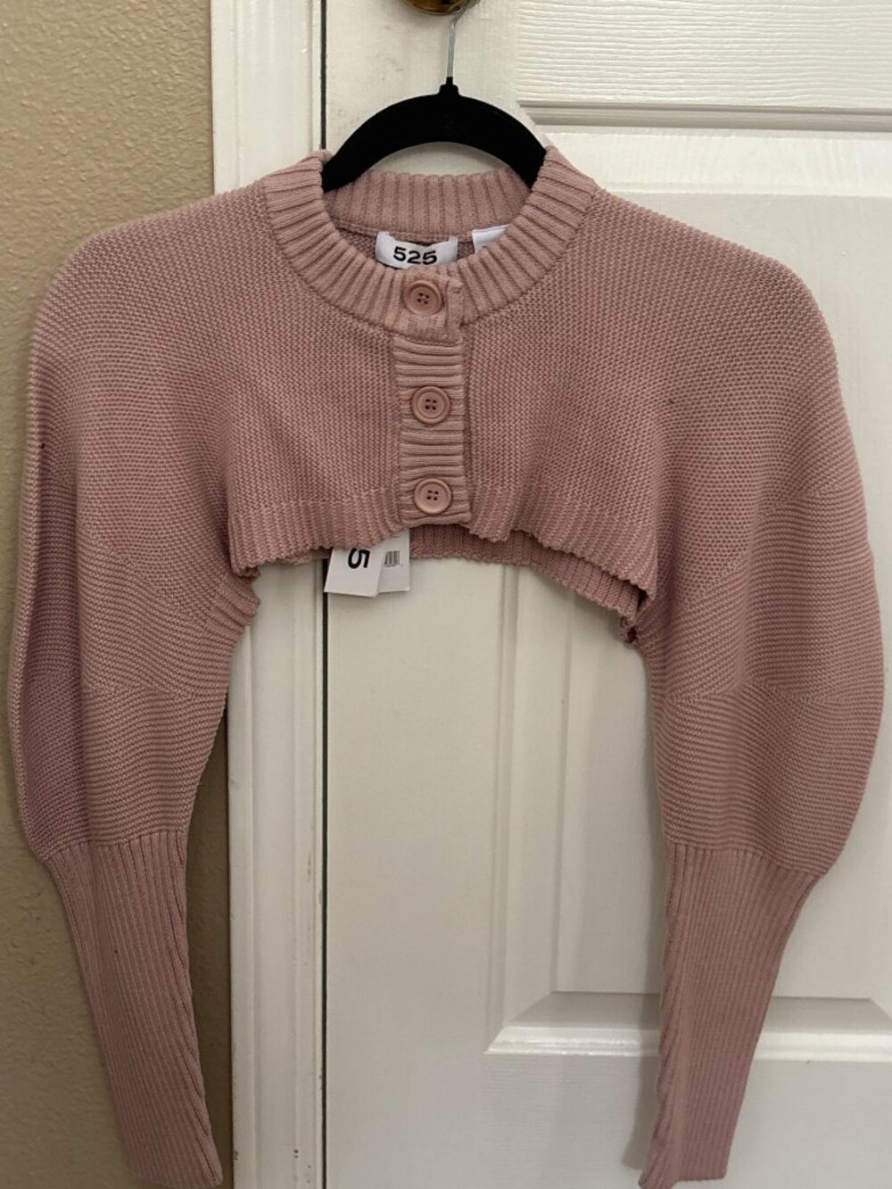525 America Anthropologie Pink Cropped Bolero Shrug Sweater XS/S NWT Cotton Knit